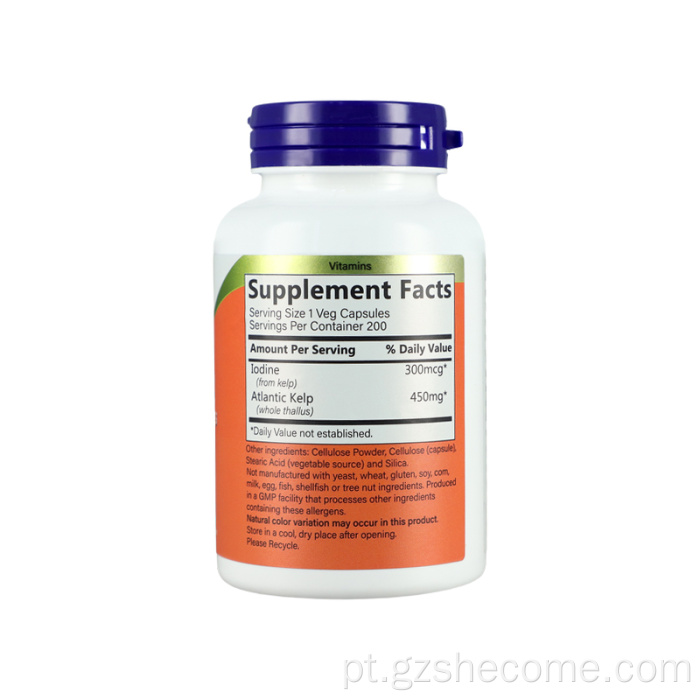 As cápsulas de algas suportam a função saudável da tireóide